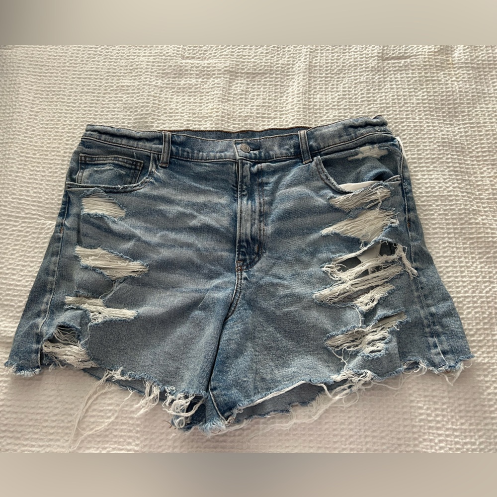 American Eagle Outfitters Light Blue Distressed Jean Shorts